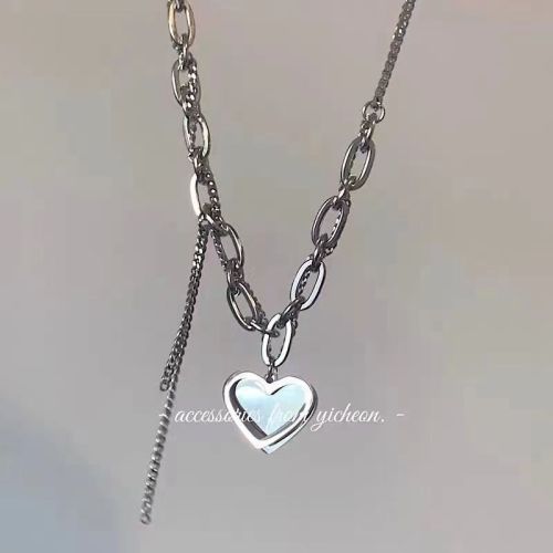 sweet cool hot girl love chain necklace female fashion stitching advanced design sense minority all-match sweater chain cold style