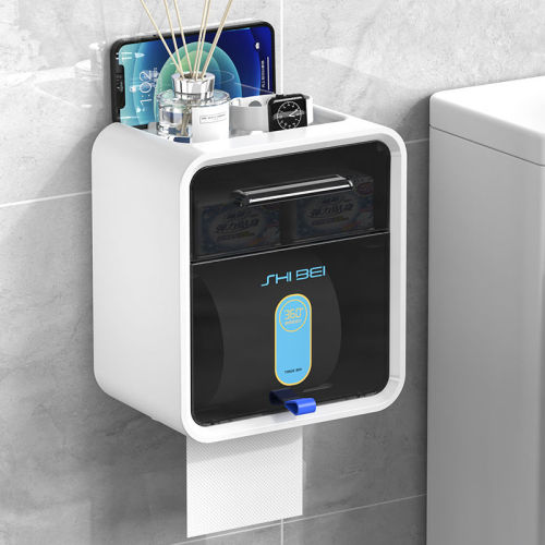 toilet tissue box toilet rack paper extraction roll holder punch-free toilet paper holder wall-mounted waterproof towel rack