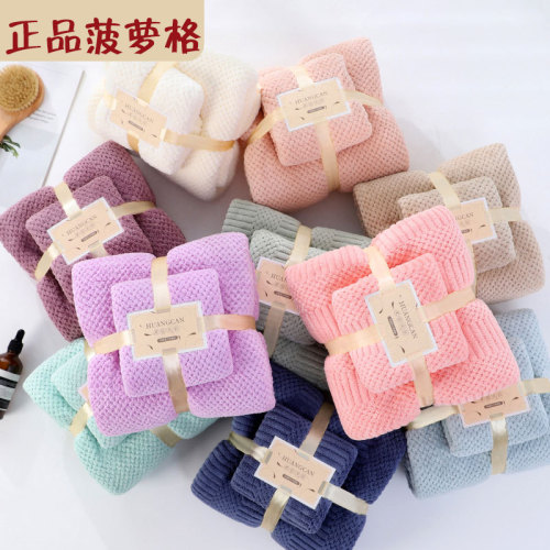 2025 new high quality pineapple plaid towels soft coral velvet beach towel than pure cotton quick-drying absorbent