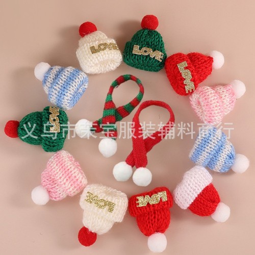 popular mini small hat diy handmade toy decoration accessories christmas wool knitted scarf hat wholesale
