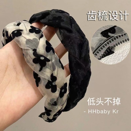 防滑带齿麻花辫发箍女夏天高级感压发百搭外出复古法式发卡头箍