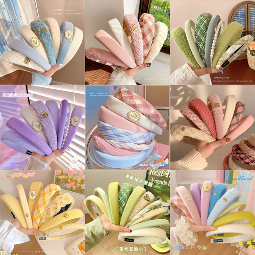 多巴胺彩色宽边发箍女高颅顶压发发卡夏季甜美可爱头箍高级感发饰