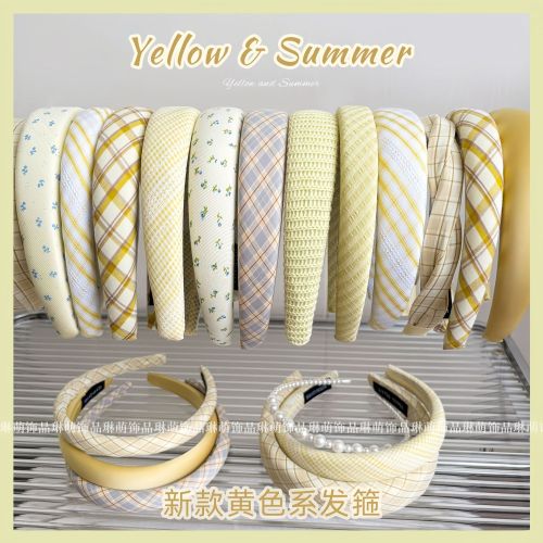 夏季黄色系发箍女款2025新款高级感头箍高颅顶压发头饰外出百搭