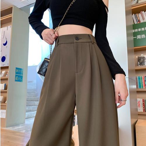 西装裤女2023春秋新款韩版高腰垂感小个子显瘦直筒阔腿裤休闲长裤