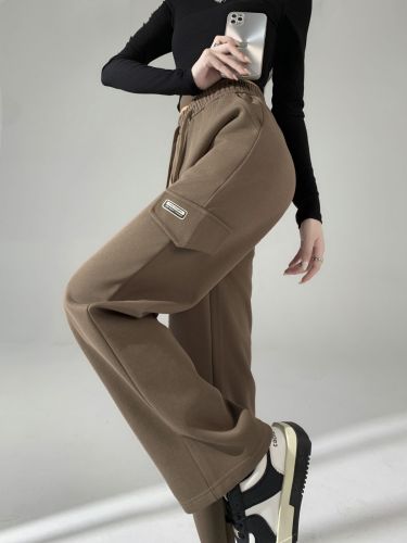 【糯米棉工装裤】2023秋冬新款女装直筒糯米棉工装裤阔腿休闲女裤