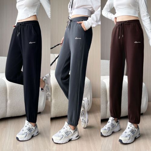 2023秋冬新款防风裤外穿宽松休闲裤春秋纯色女士高腰卫裤现货批发