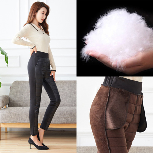 羽绒棉裤女外穿秋冬加绒加厚高腰休闲裤子中老年妈妈装打底裤女