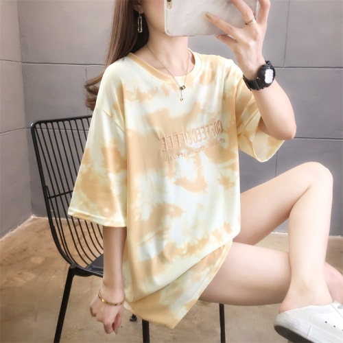 跨境 2024夏季新款日韩版字母圆领短袖t恤女百搭宽松大码学生上衣