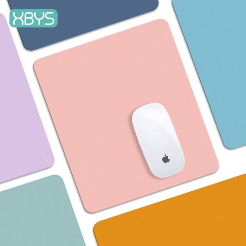 leather small size solid color mouse pad simple leather office desk pad pu board waterproof gasket cute female mouse pad wholesale