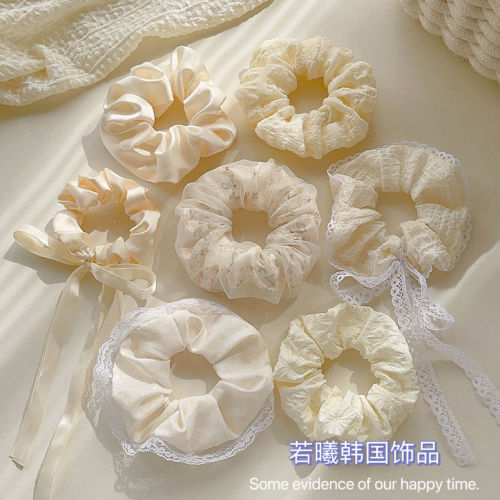 mori style small high-looking lace mesh large intestine hair ring korean princess gentle milky white sweet girl hair rope hair accessories