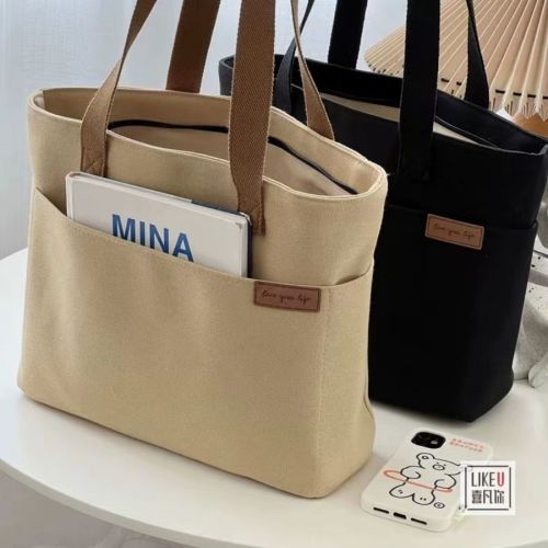 student shoulder bag for class simple large capacity canvas bag female all-match commute artistic tote bag cloth tote