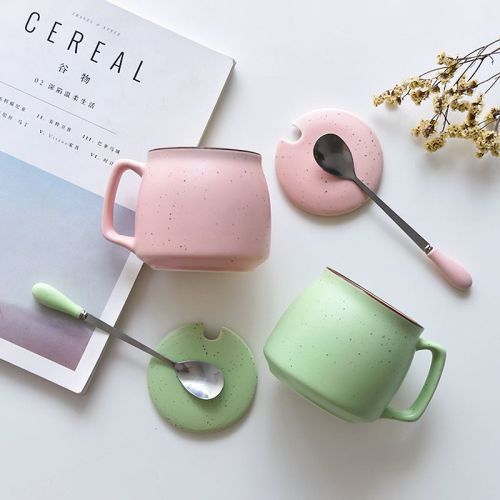 ceramic cup cute student good-looking internet celebrity household water cup breakfast cup female mug with cover spoon coffee cup