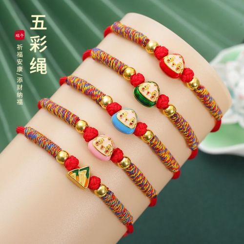 dragon boat festival 2025 new colorful braided rope cotton winding red hand strap bracelet strand ankang festival hand woven hand rope finished product