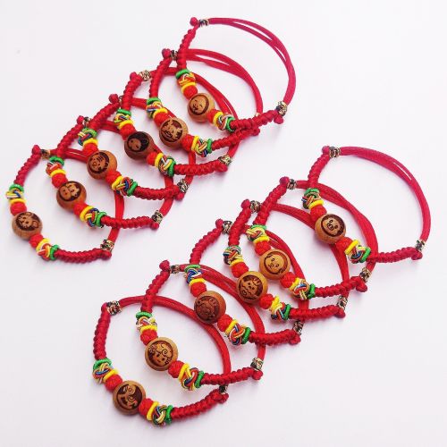 baby newborn baby child kids shock peachwood zodiac red rope dragon boat festival colorful rope bracelet