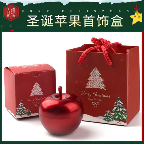 creative christmas little apple jewelry box red high-end gift box for girlfriend christmas eve gift ring necklace set box
