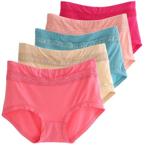 loss clearance 5-pack mid-waist underwear women‘s sexy hip lifting lace fat and thin mm large and small size breathable briefs