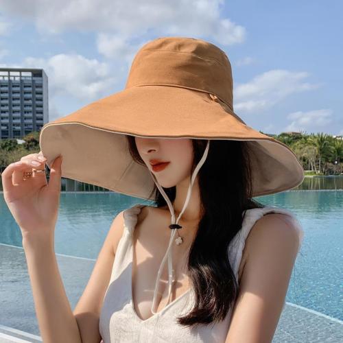 oversized brim hat women‘s summer korean style reversible fisherman hat trendy sun-proof all-matching uv-proof sun hat