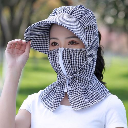 帽子遮阳帽女士防晒紫外线大沿骑车护脸户外可折叠夏季妈妈太阳帽