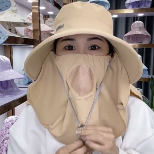 帽子防晒紫外线护颈一体夏季遮脸面罩太阳帽骑车采茶户外遮阳帽