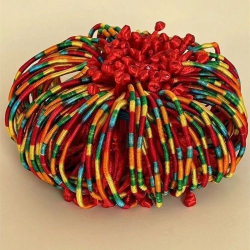 端午节五彩绳手脚链本命年手工编彩色可调节简约手绳男女民族风