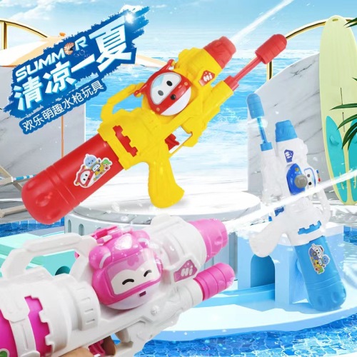 cross-border brand super wings pull-out backpack water gun xiaoai sheriff paul fun water gun summer parent-child interaction