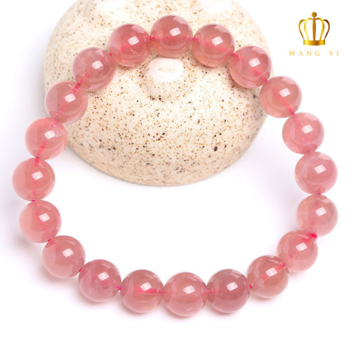 Natural Horse Pink Crystal Bracelet Madagascar Pink Crystal Horse Pink Bracelet Single Ring Crystal wangyi Factory Wholesale