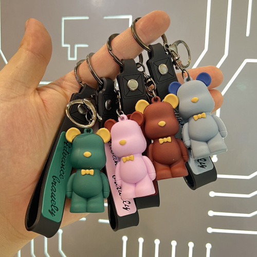 internet celebrity violent bear keychain pendant three-dimensional flexible glue little bear doll car key chain bag ornaments small gift