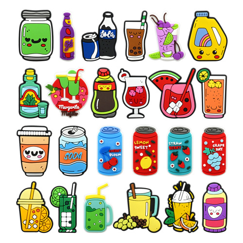 创意新款夏日清凉饮料系列洞洞鞋鞋花鞋扣软胶个性DIY鞋子装饰品