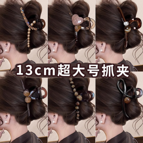 plus size brown grip women‘s high-grade back head updo shark clip hair volume more than barrettes elegant hair pin headdress