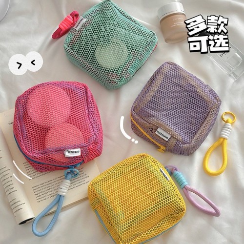 square bag mini mesh portable travel toiletries storage bag makeup bag mesh sundry bag makeup