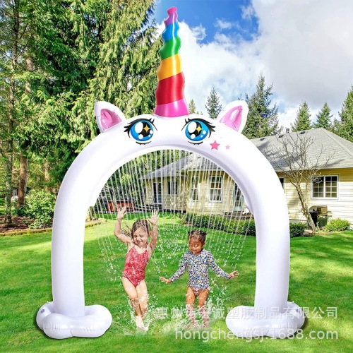 factory direct outdoor lawn game inflatable rainbow water spray mat creative adult large arch water drying toy
