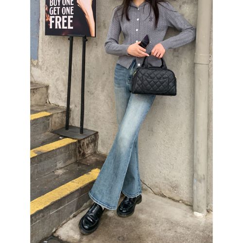 light blue micro elastic skinny jeans for women spring new high waist slim fit slim fit casual pants