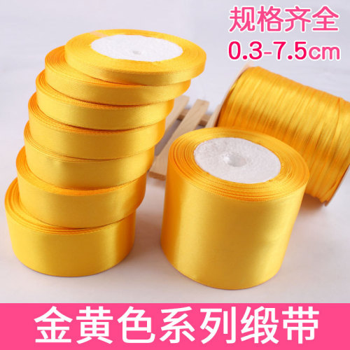 golden silk bandwidth flower ribbon 0.3 cm-7. 5cm thanksgiving ribbon gift packing tape satin ribbon webbing