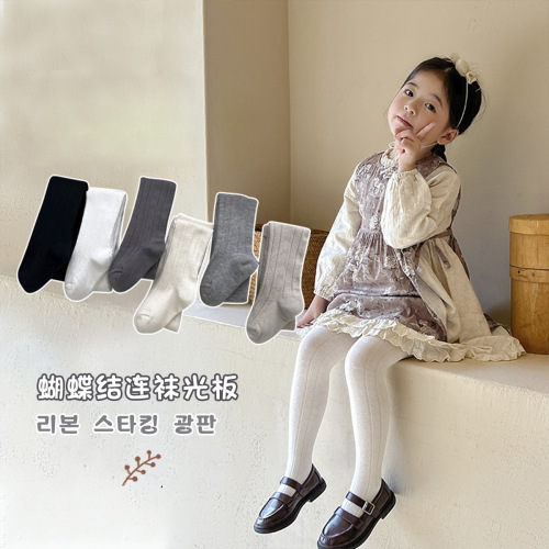 女童打底裤春秋薄款内搭外穿甜美儿童花纹公主纯色连脚打底裤