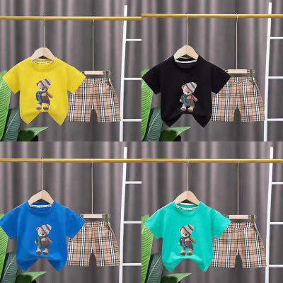 New summer cotton round-neck cartoon short-sleeved T-shirt set wholesale four sizes 90-120 in stock