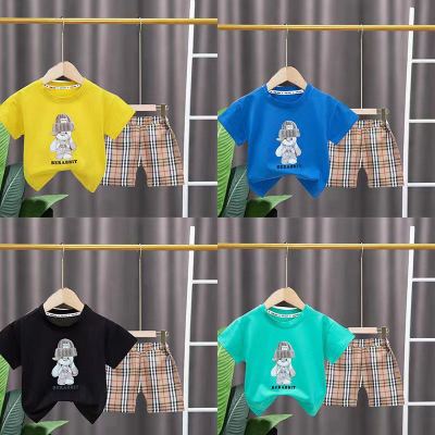 New summer cotton round-neck cartoon short-sleeved T-shirt set wholesale four sizes 90-120 in stock