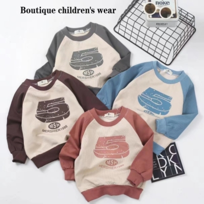 Children's autumn clothing, baby's westernized pure cotton round neck sweater, children's casual spring and autumn 2023 new model one 4 size 80-size 110