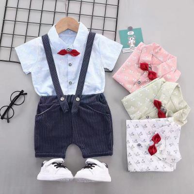 Children's Clothing Wholesale Factory Direct Sales Summer Pure Cotton Strap Shirt Short Sleeve Bag Collar Fashion Short Oversleeves Wholesale