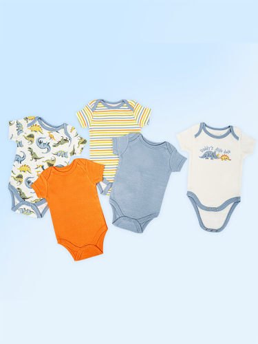 新生婴儿连体衣夏款短袖哈衣女童衣服三角爬服棉质宝宝包屁衣