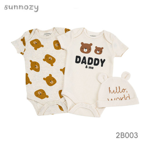 三件套网眼a类纯棉批发新款新生婴儿连体衣宝宝长短袖包屁衣哈衣