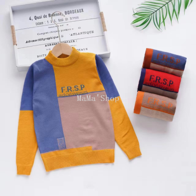 Foreign Trade Children's Wear Sweater Boy's round Neck Pullover Core Yarn