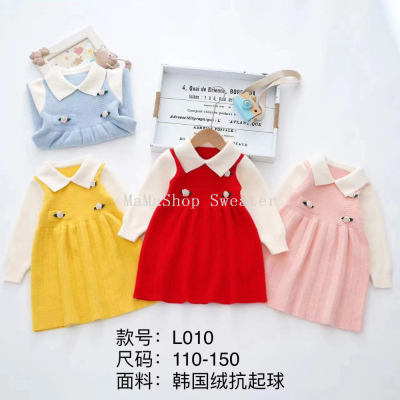 Foreign Trade Children's Wear Sweater Korean Velvet Anti-Pilling Children's Skirt 110-150