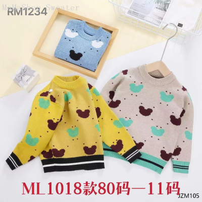 2024 New Children's Clothing Crew Neck Pullover Sweater Anti-Pilling Korean Style Wool Fashionable Sweater Autumn Winter