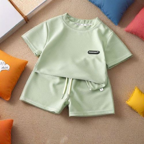 新款夏季T恤套装0-7岁中小童短袖短裤吸汗透气睡衣