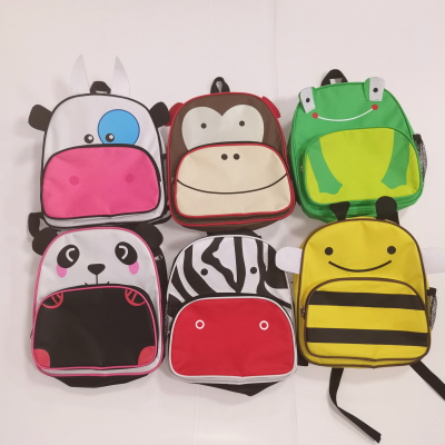 Children's Cartoon Schoolbag Student Backpack Custom Logo Bee Frog Monkey Zebra Schoolbag