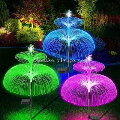 2023 Cross-Border New Arrival Led Colorful Gradient Optical Fiber Jellyfish Ground Lamp Outdoor Decoration Villa Atmosphere Holiday Light