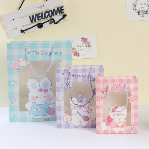 网红ins卡通生日开窗礼品袋小儿童礼袋伴手礼包装袋手提袋