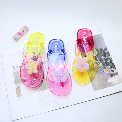 Korean Style Flip-Flops Women's Gradient Crystal Transparent Slippers Summer Outdoor Flip-Flops Jelly Slippers in Stock