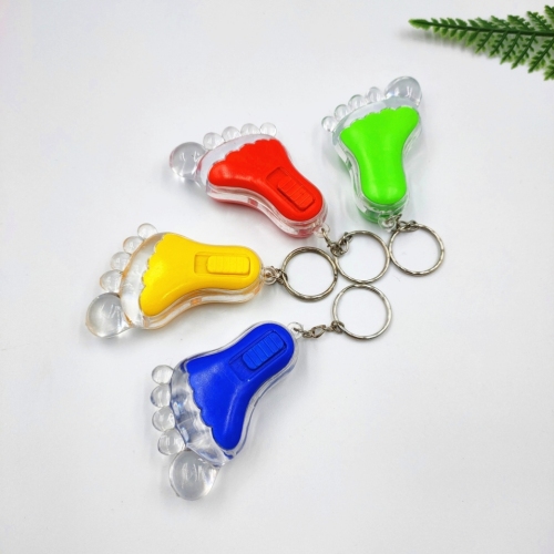 creative simulation cross-border big foot plate led plastic keychain pendant can be printed logo craft small gift