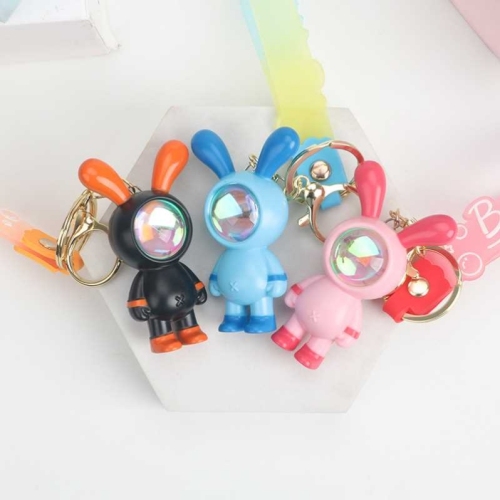 Creative Glow Long Eared Rabbit Motorcycle Ornaments Doll Automobile Hanging Ornament Cute Pendant Wholesale Keychain Key Chain